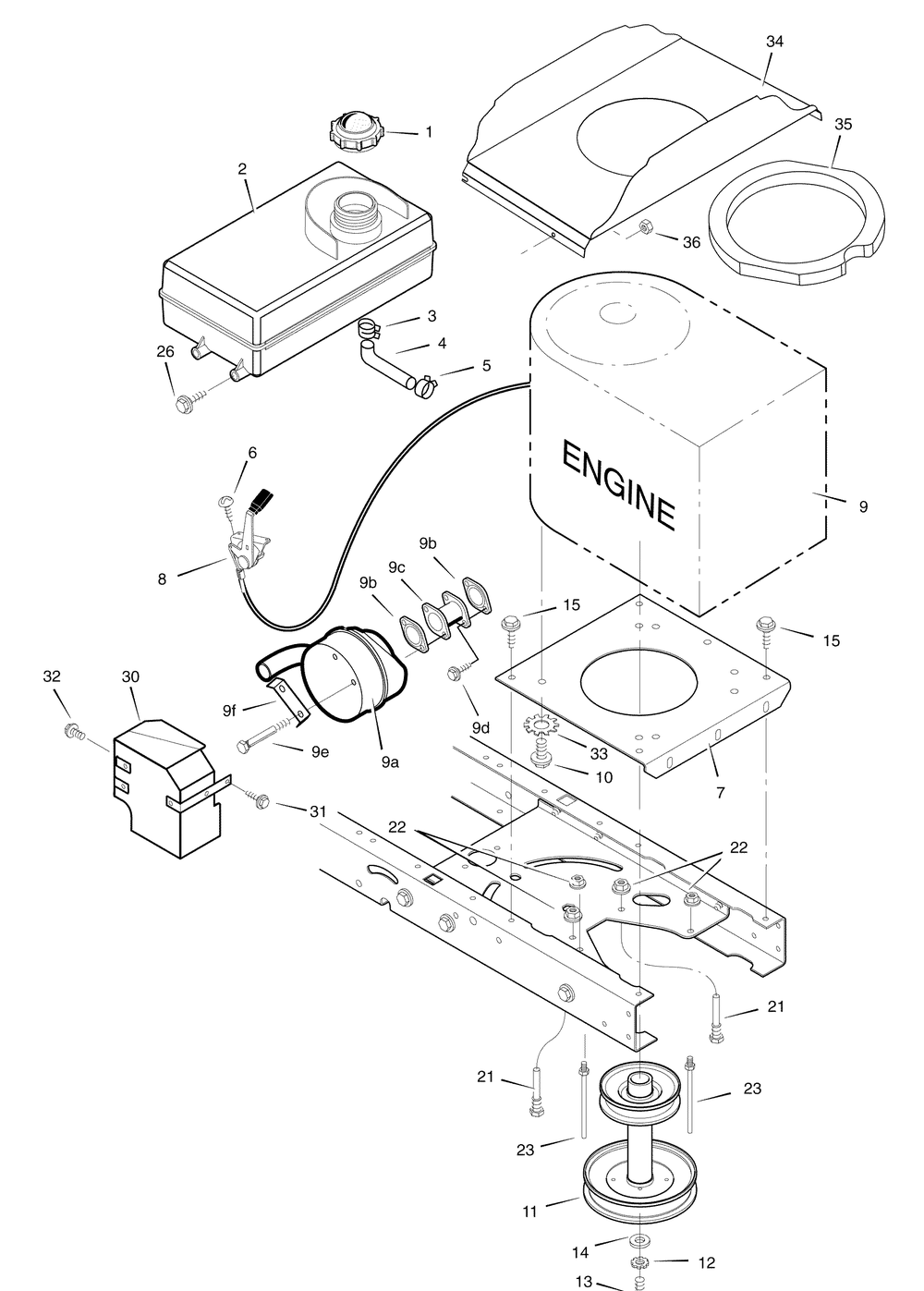 Engine Mount Diagram and Parts List for 7800304-425622X78C 2008 Briggs and Stratton Lawn Tractor